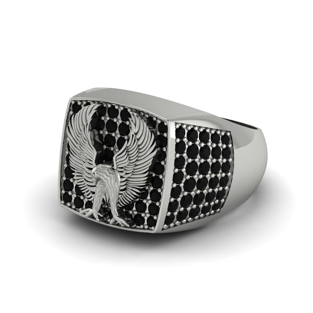 Black Diamonds Luxury Gold Eagle Ring - Sutton No. 9