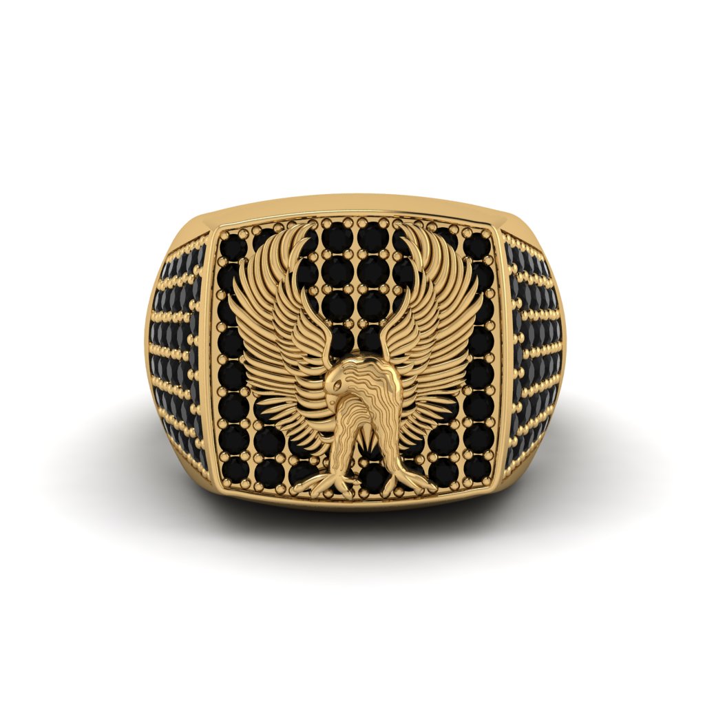 Black Diamonds Luxury Gold Eagle Ring - Sutton No. 7