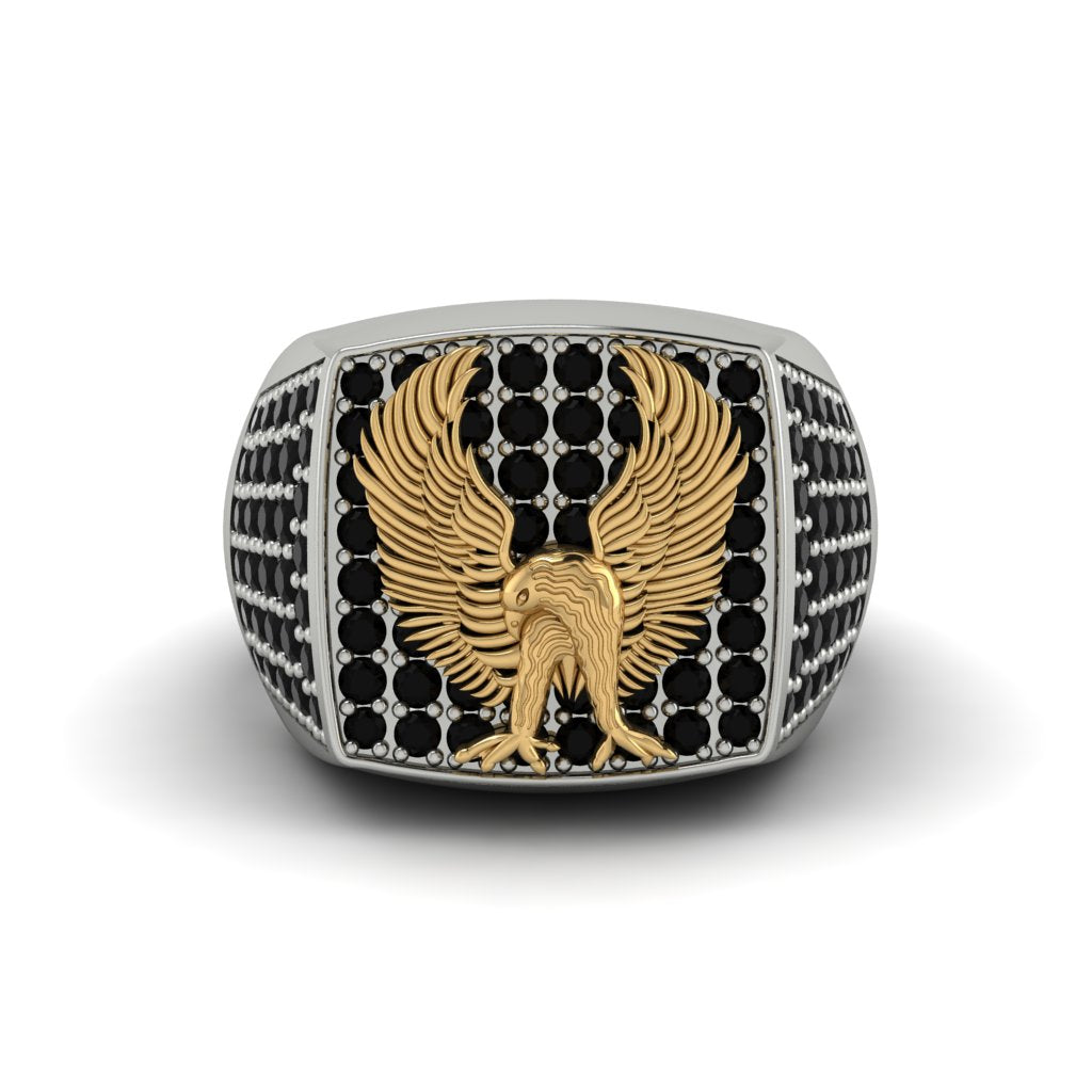 Black Diamonds Luxury Gold Eagle Ring - Sutton No. 24