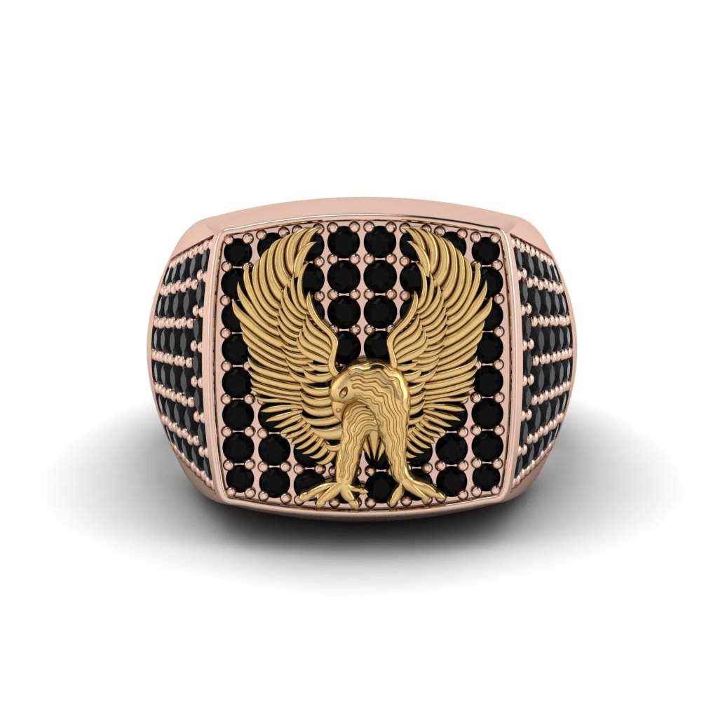 Black Diamonds Luxury Gold Eagle Ring - Sutton No. 23