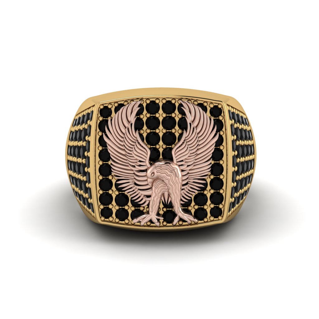 Black Diamonds Luxury Gold Eagle Ring - Sutton No. 22