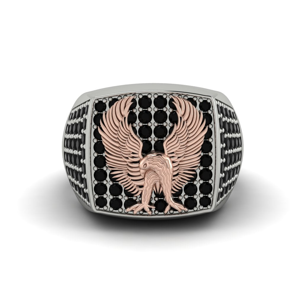 Black Diamonds Luxury Gold Eagle Ring - Sutton No. 39