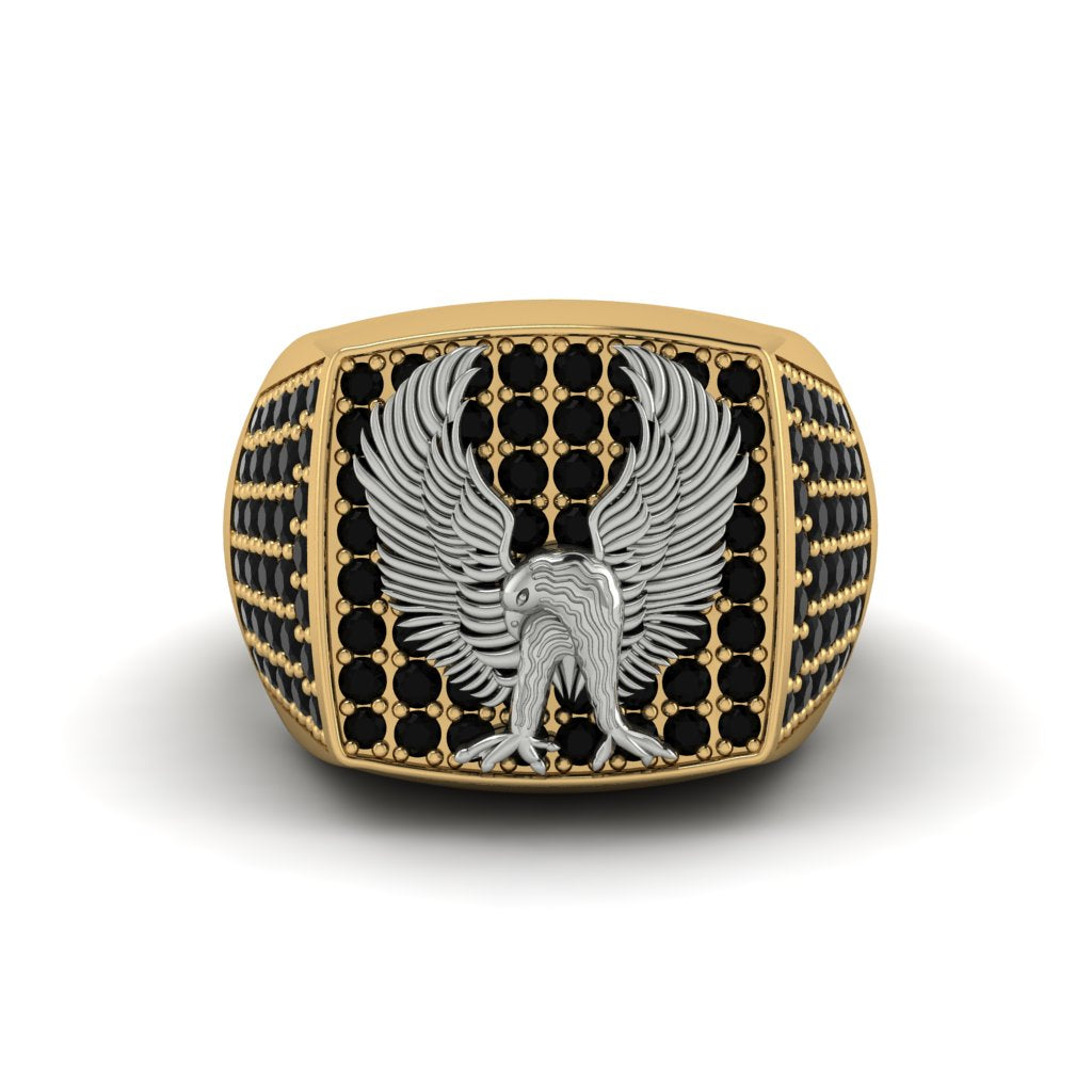 Black Diamonds Luxury Gold Eagle Ring - Sutton No. 37
