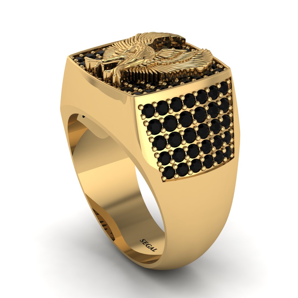 Black Diamonds Luxury Gold Eagle Ring - Sutton No. 7