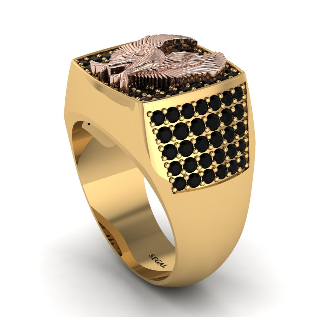 Black Diamonds Luxury Gold Eagle Ring - Sutton No. 22
