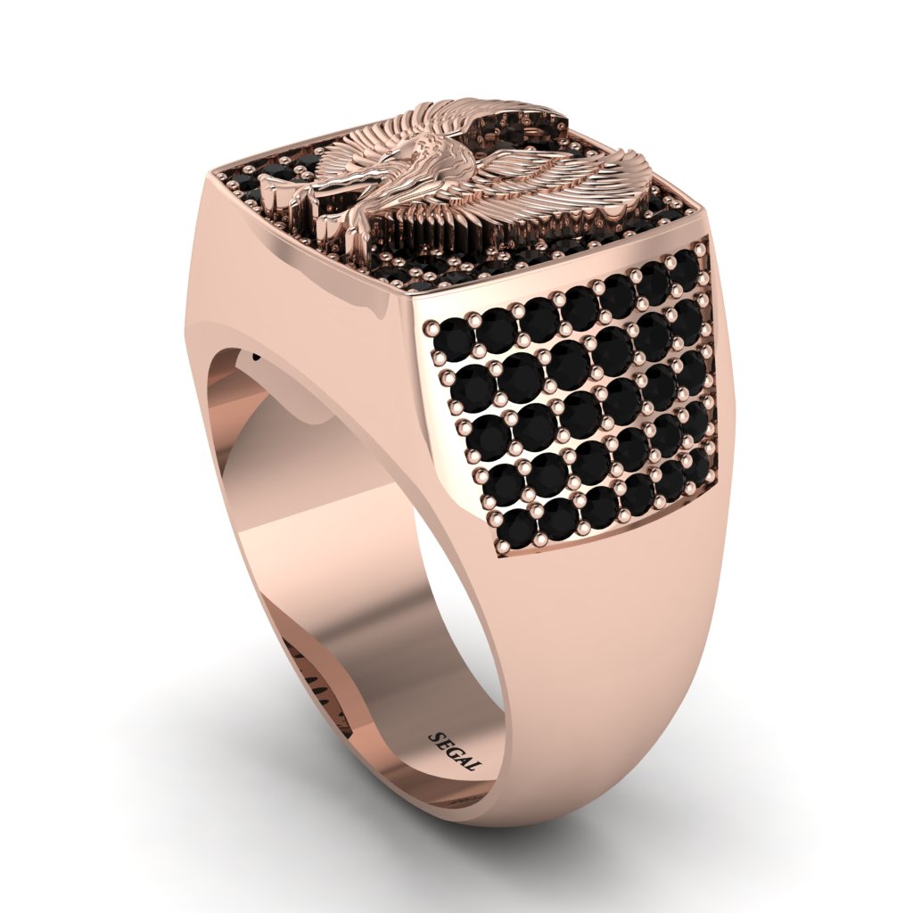 Black Diamonds Luxury Gold Eagle Ring - Sutton No. 8