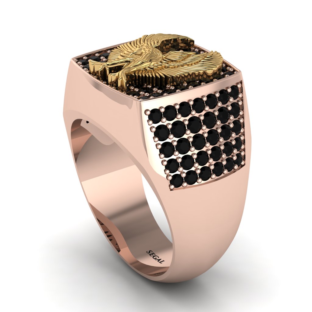 Black Diamonds Luxury Gold Eagle Ring - Sutton No. 23