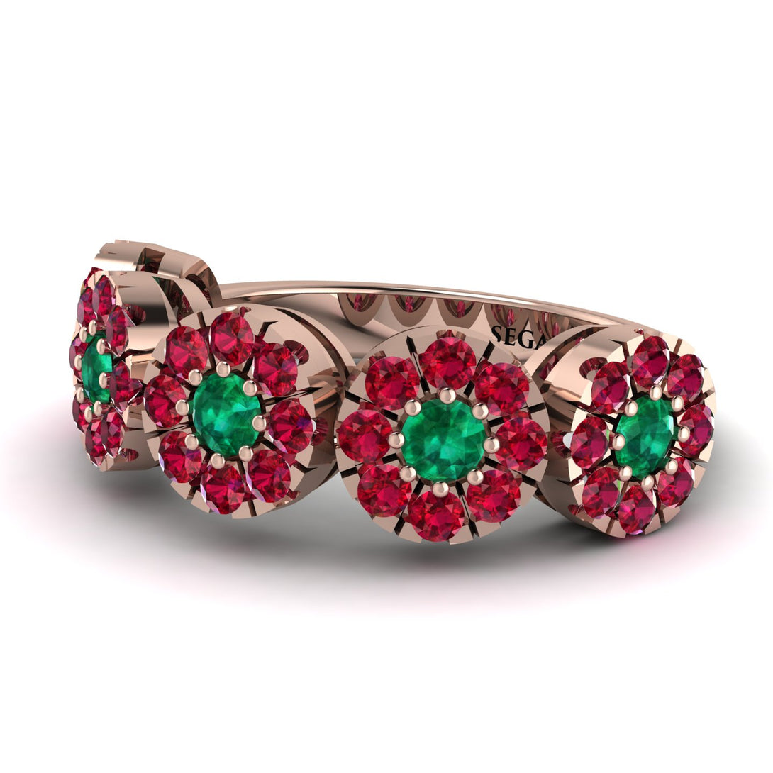 Emerald Blossom Of Eternity Wedding Ring - Yaretzi No. 50