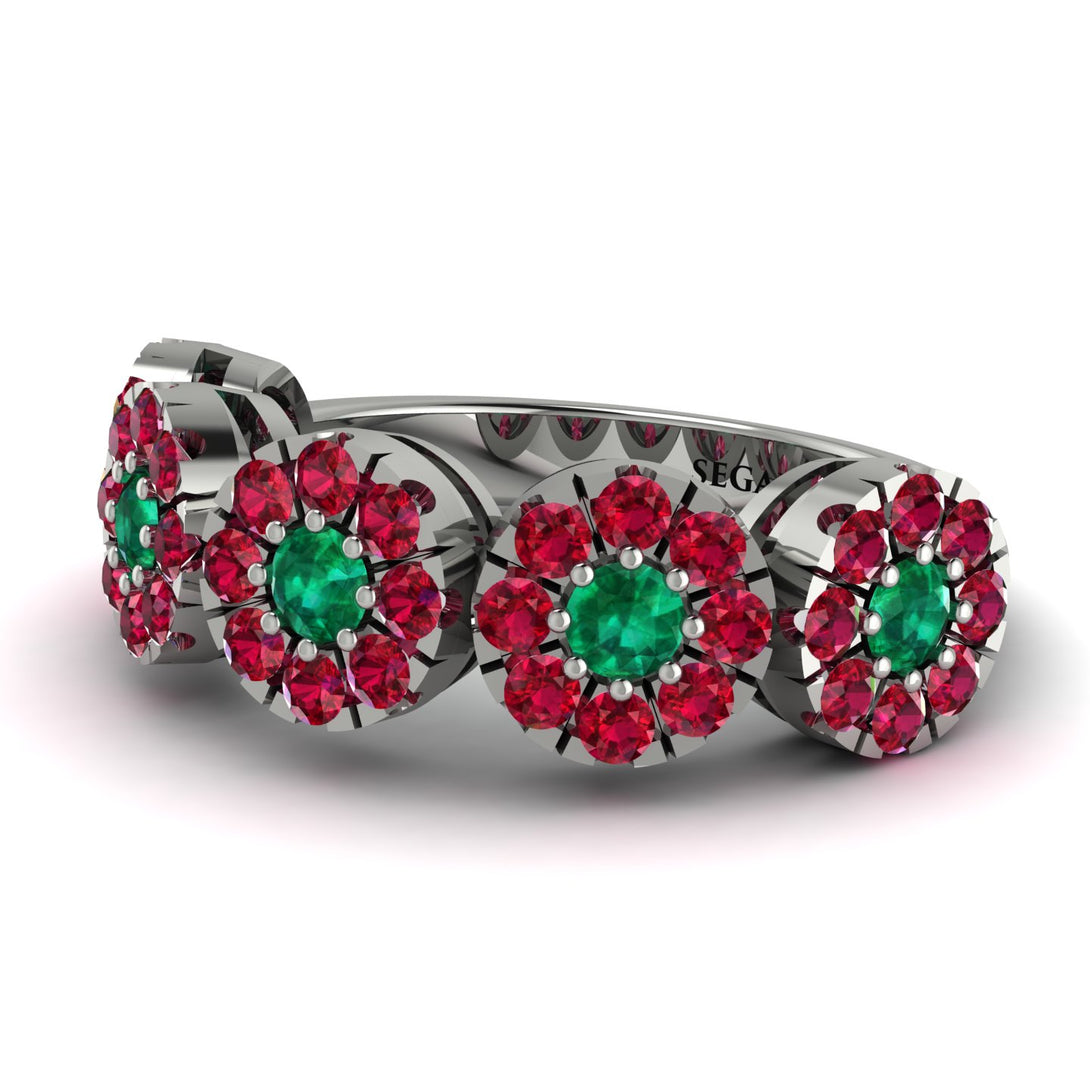 Emerald Blossom Of Eternity Wedding Ring - Yaretzi No. 51