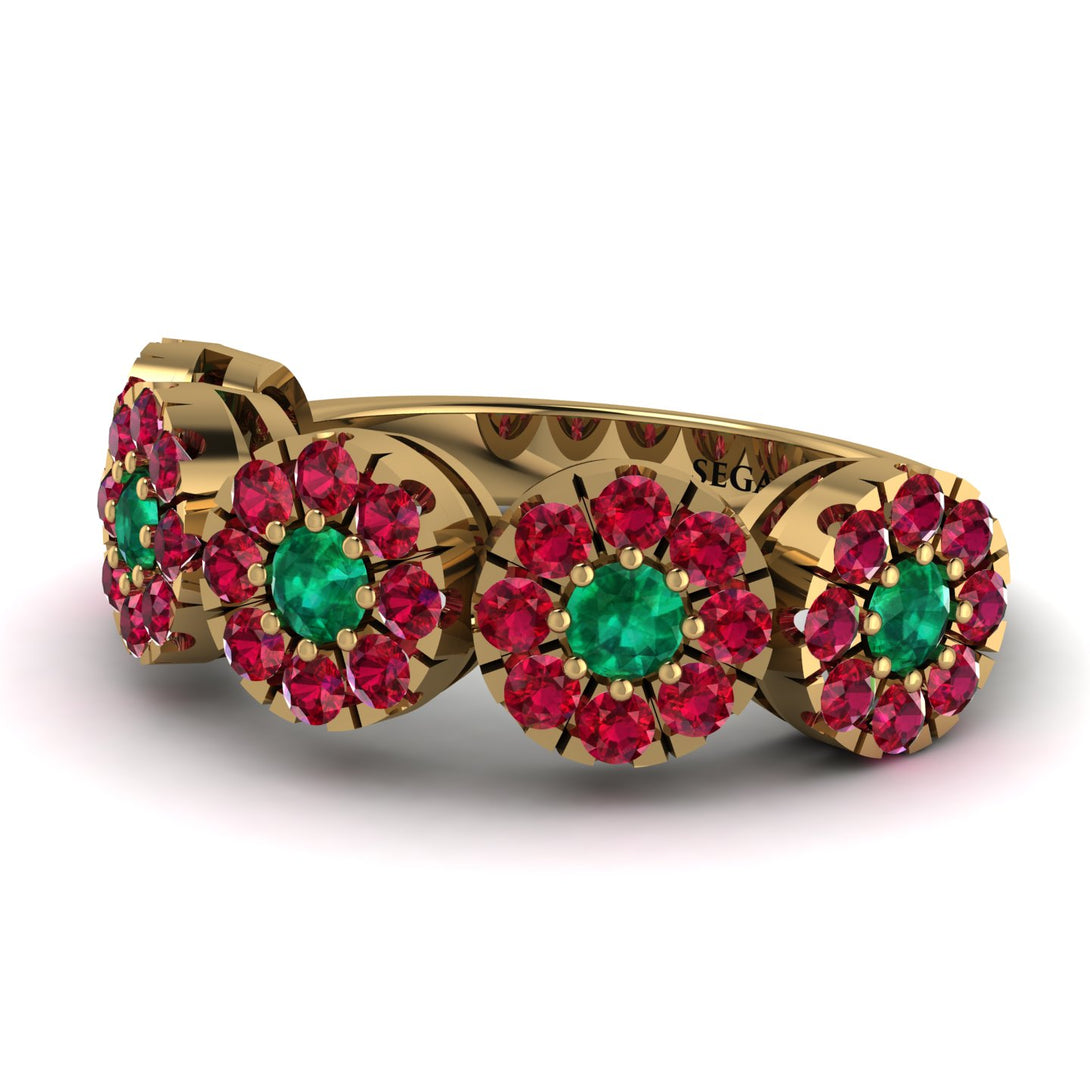 Emerald Blossom Of Eternity Wedding Ring - Yaretzi No. 49