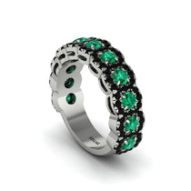 Emerald Blossoming Love Halo Wedding Band - Annalise No. 36 image 1