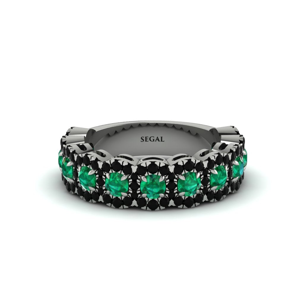Emerald Blossoming Love Halo Wedding Band - Annalise No. 36