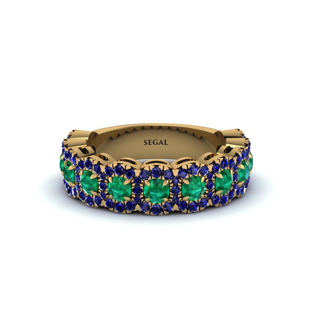 Emerald Blossoming Love Halo Wedding Band - Annalise No. 64