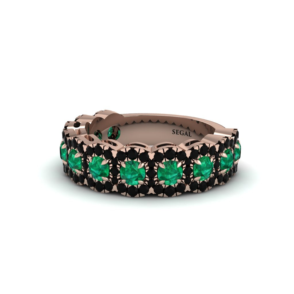 Emerald Blossoming Love Halo Wedding Band - Annalise No. 35