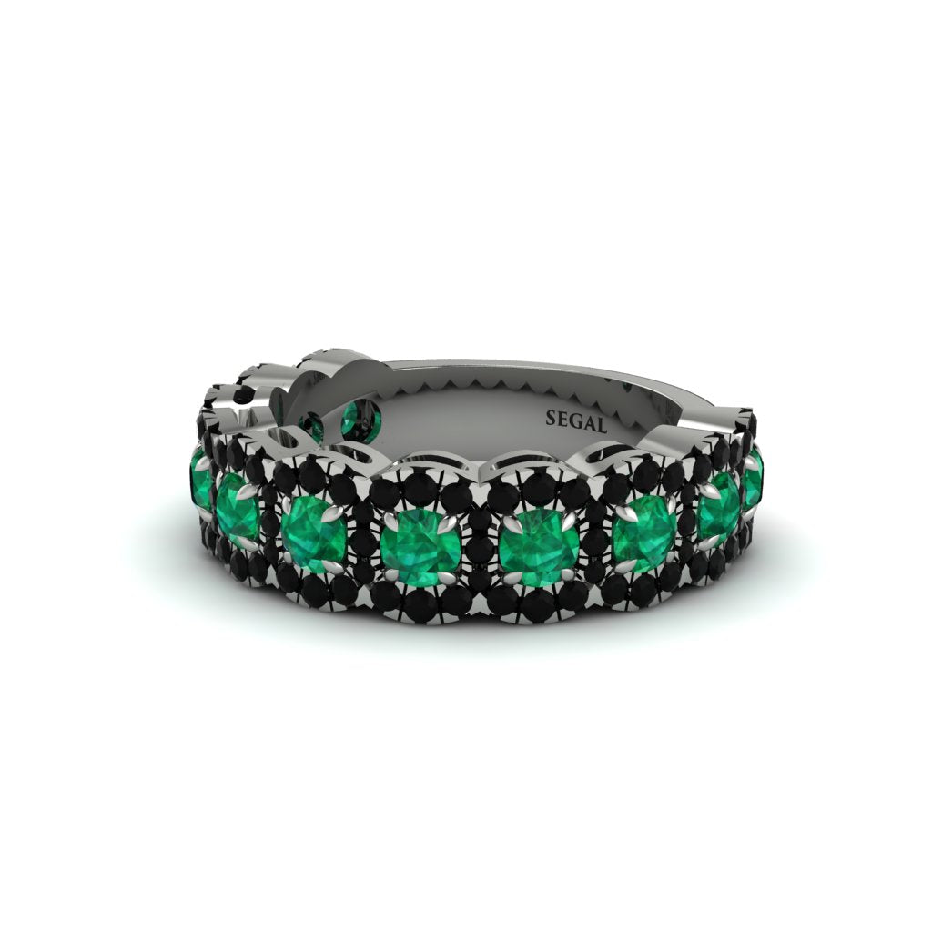 Emerald Blossoming Love Halo Wedding Band - Annalise No. 36