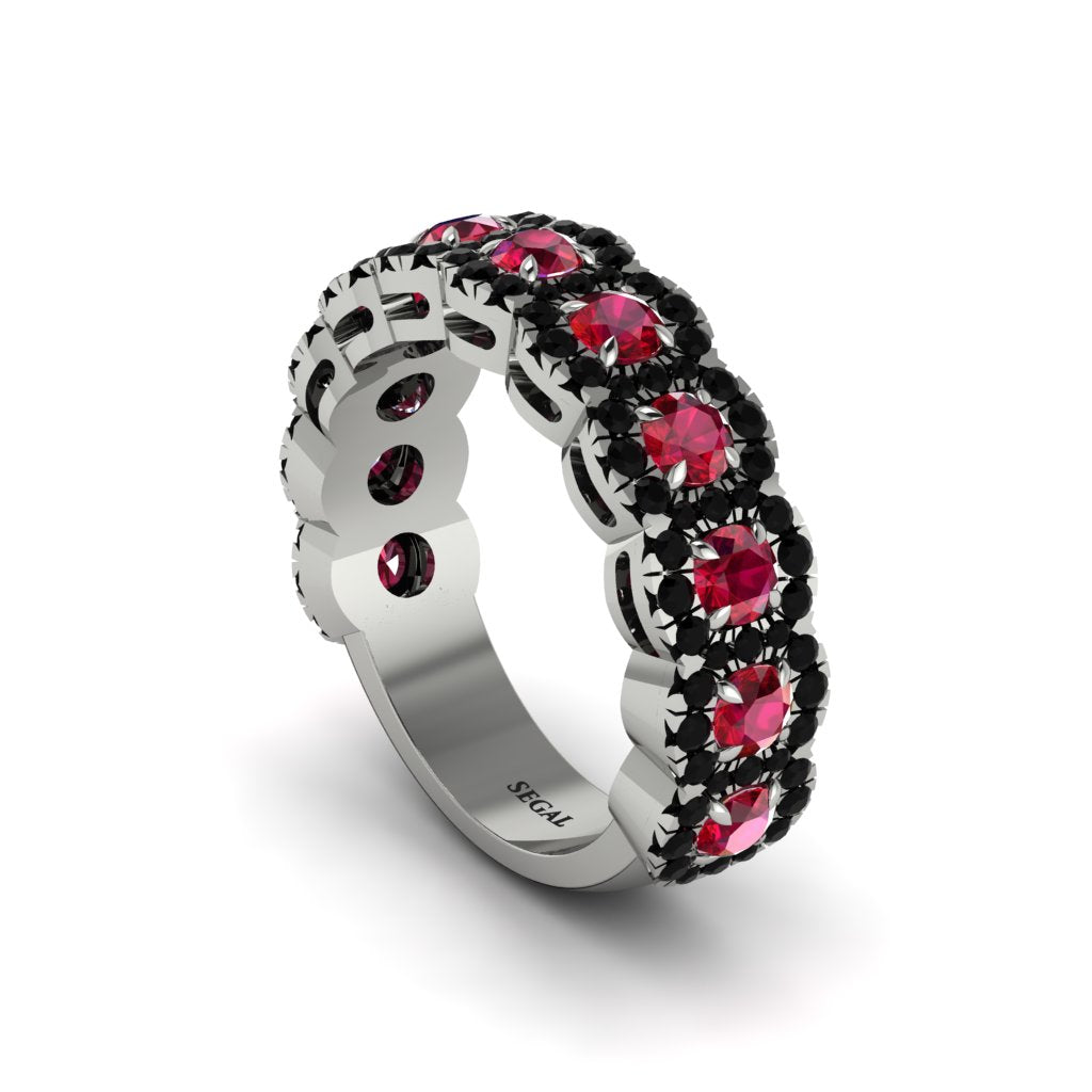 Ruby Blossoming Love Halo Wedding Band - Annalise No. 42