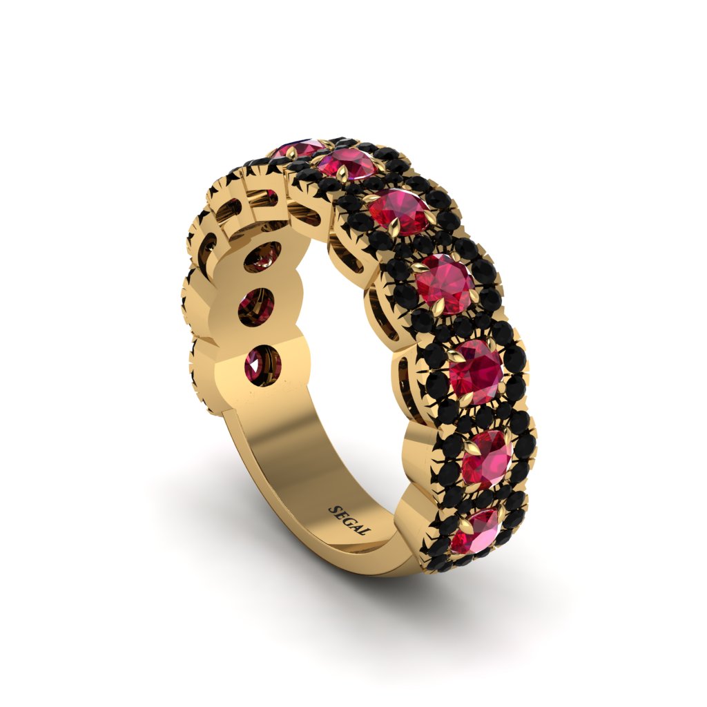 Ruby Blossoming Love Halo Wedding Band - Annalise No. 40