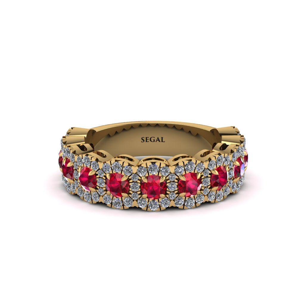 Ruby Blossoming Love Halo Wedding Band - Annalise No. 10