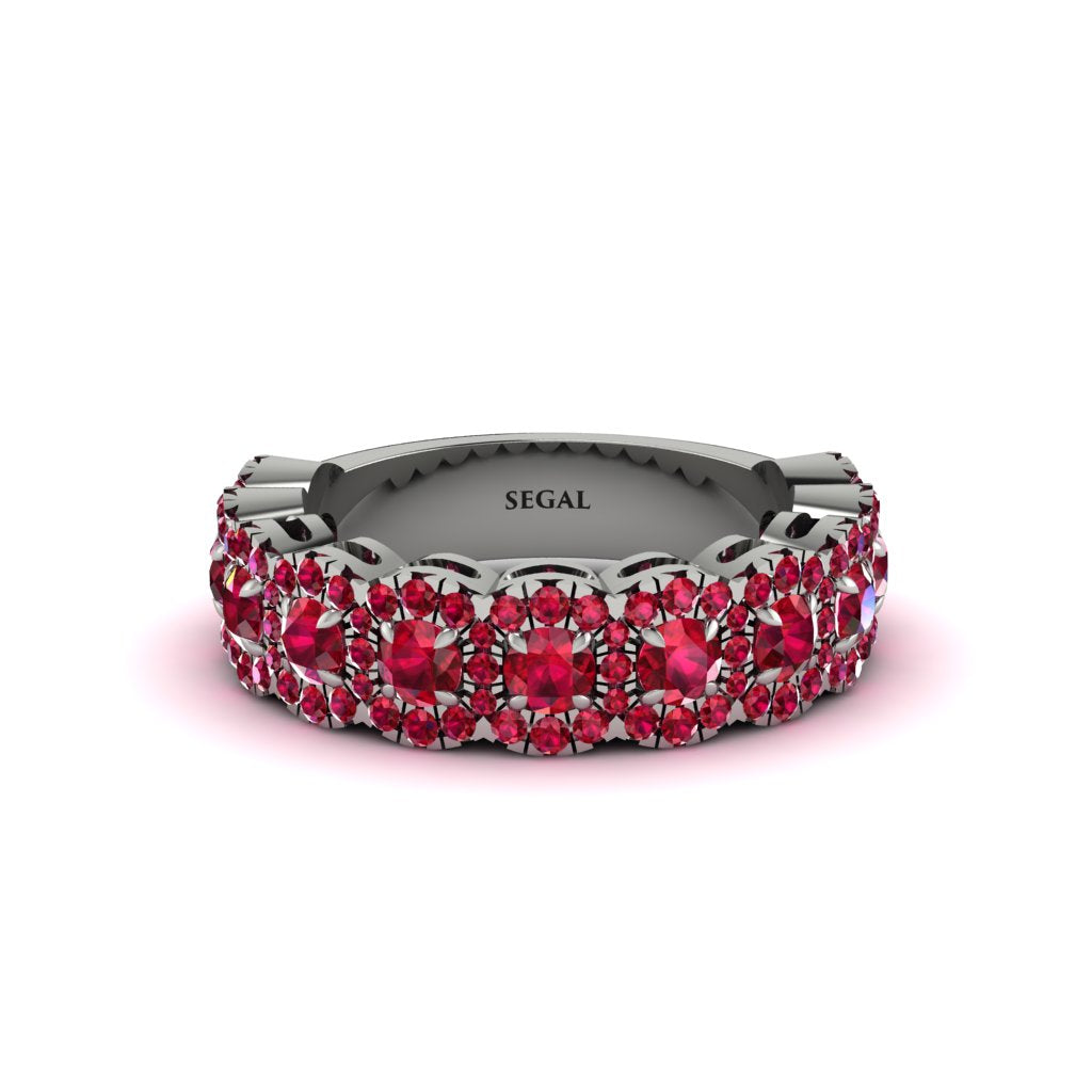 Ruby Blossoming Love Halo Wedding Band - Annalise No. 57