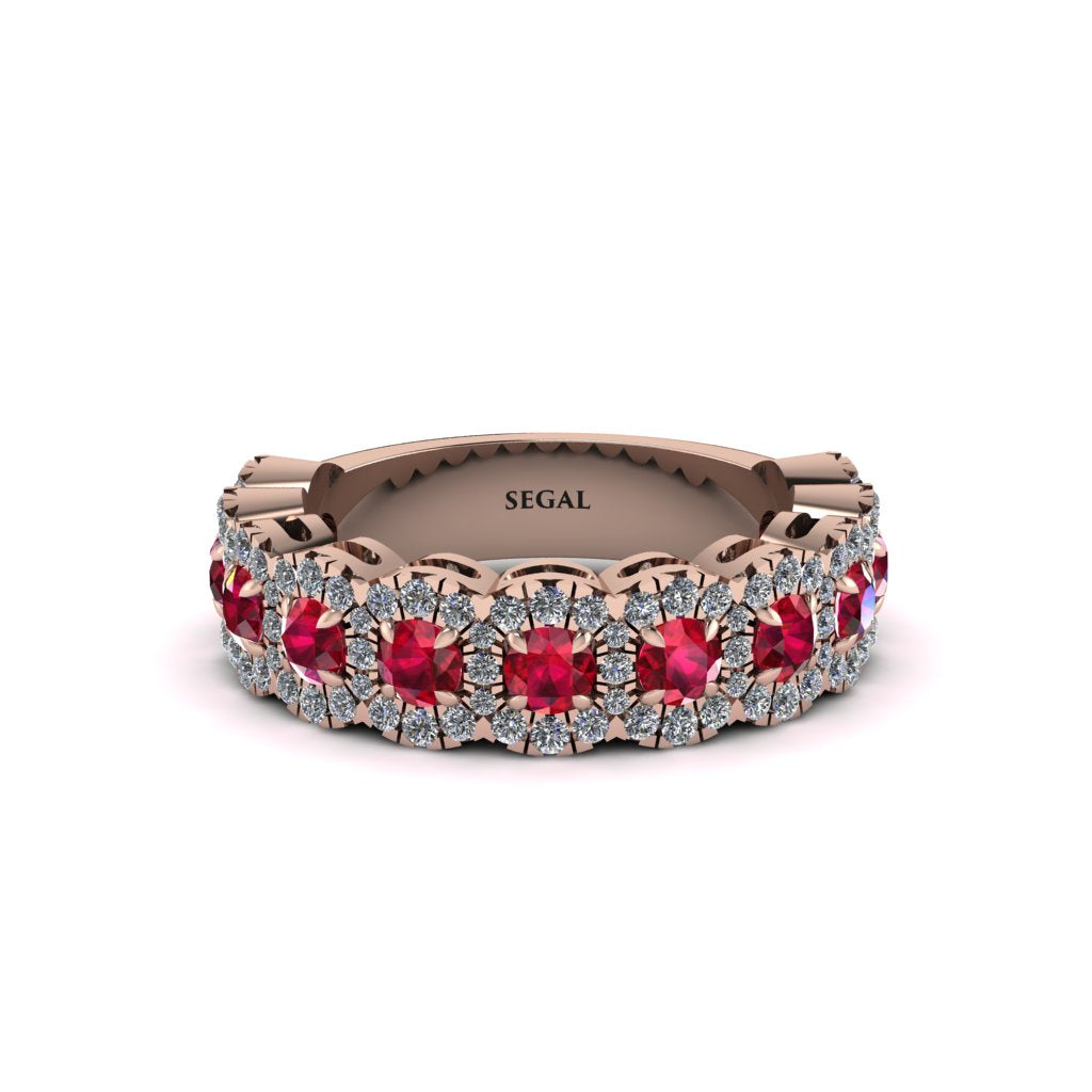 Ruby Blossoming Love Halo Wedding Band - Annalise No. 11