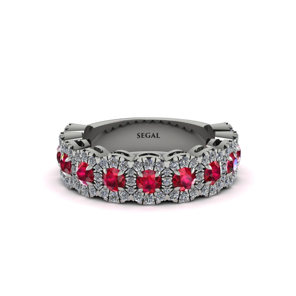 Ruby Blossoming Love Halo Wedding Band - Annalise No. 12