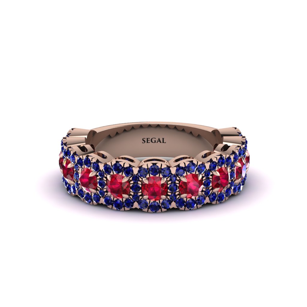 Ruby Blossoming Love Halo Wedding Band - Annalise No. 71