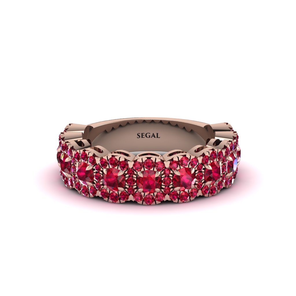 Ruby Blossoming Love Halo Wedding Band - Annalise No. 56