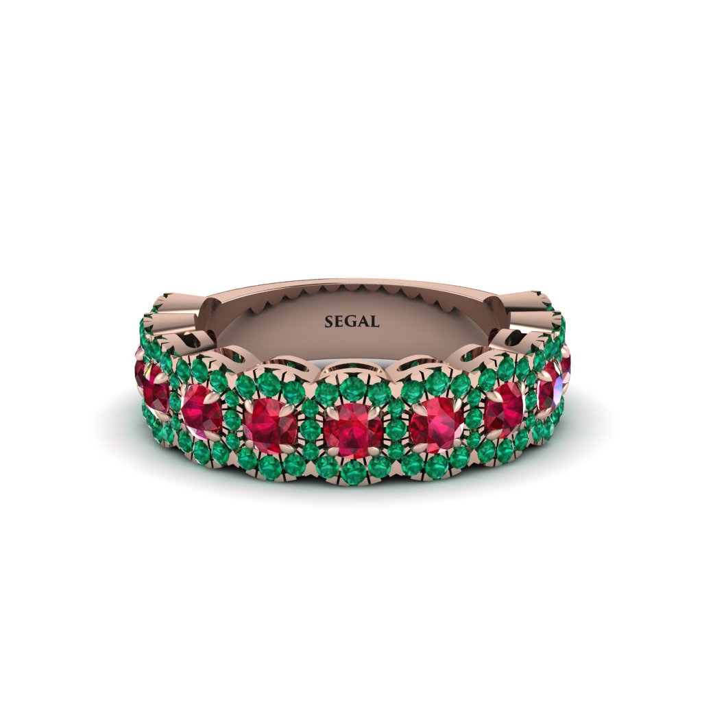 Ruby Blossoming Love Halo Wedding Band - Annalise No. 26