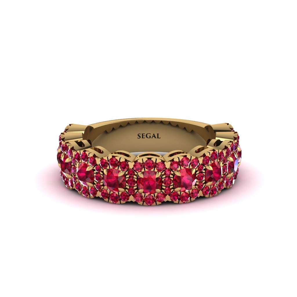 Ruby Blossoming Love Halo Wedding Band - Annalise No. 55