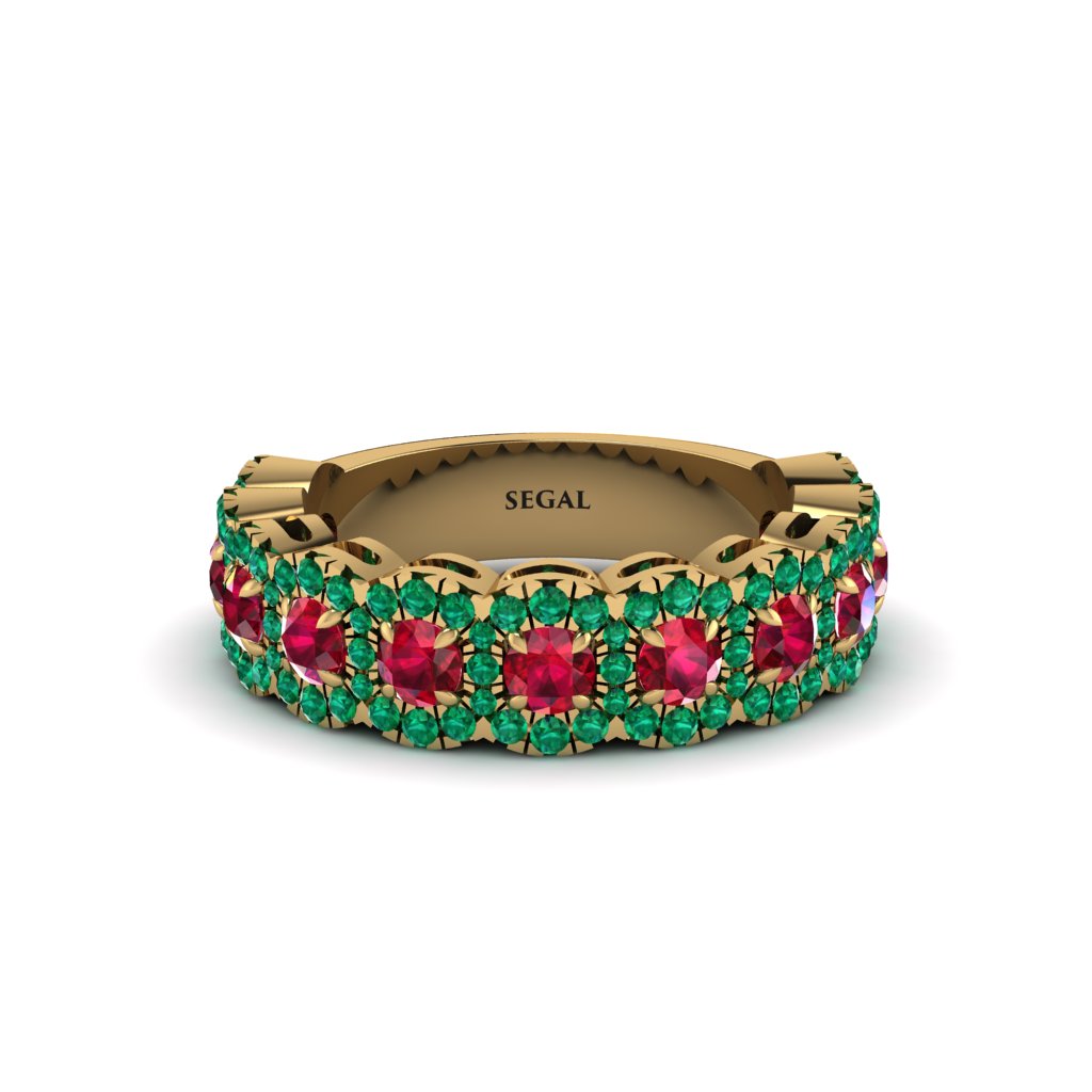 Ruby Blossoming Love Halo Wedding Band - Annalise No. 25