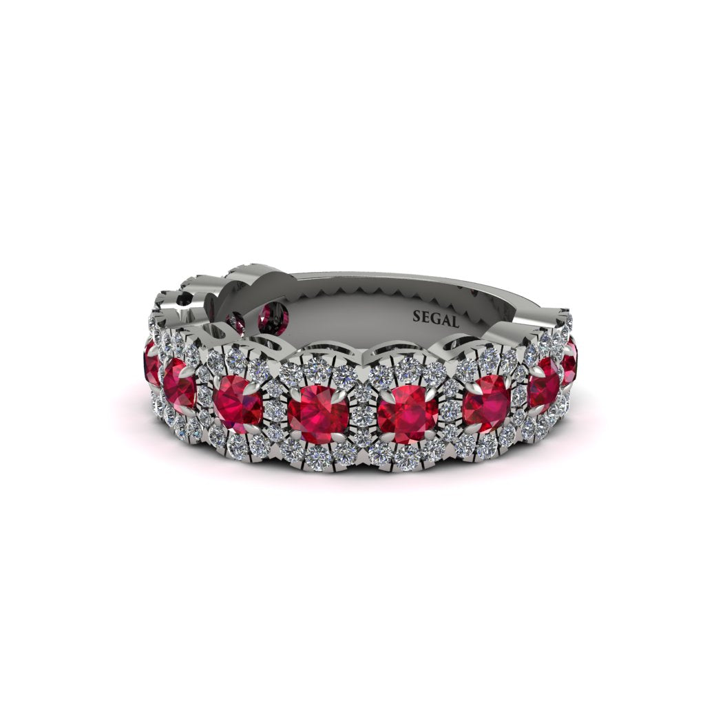 Ruby Blossoming Love Halo Wedding Band - Annalise No. 12