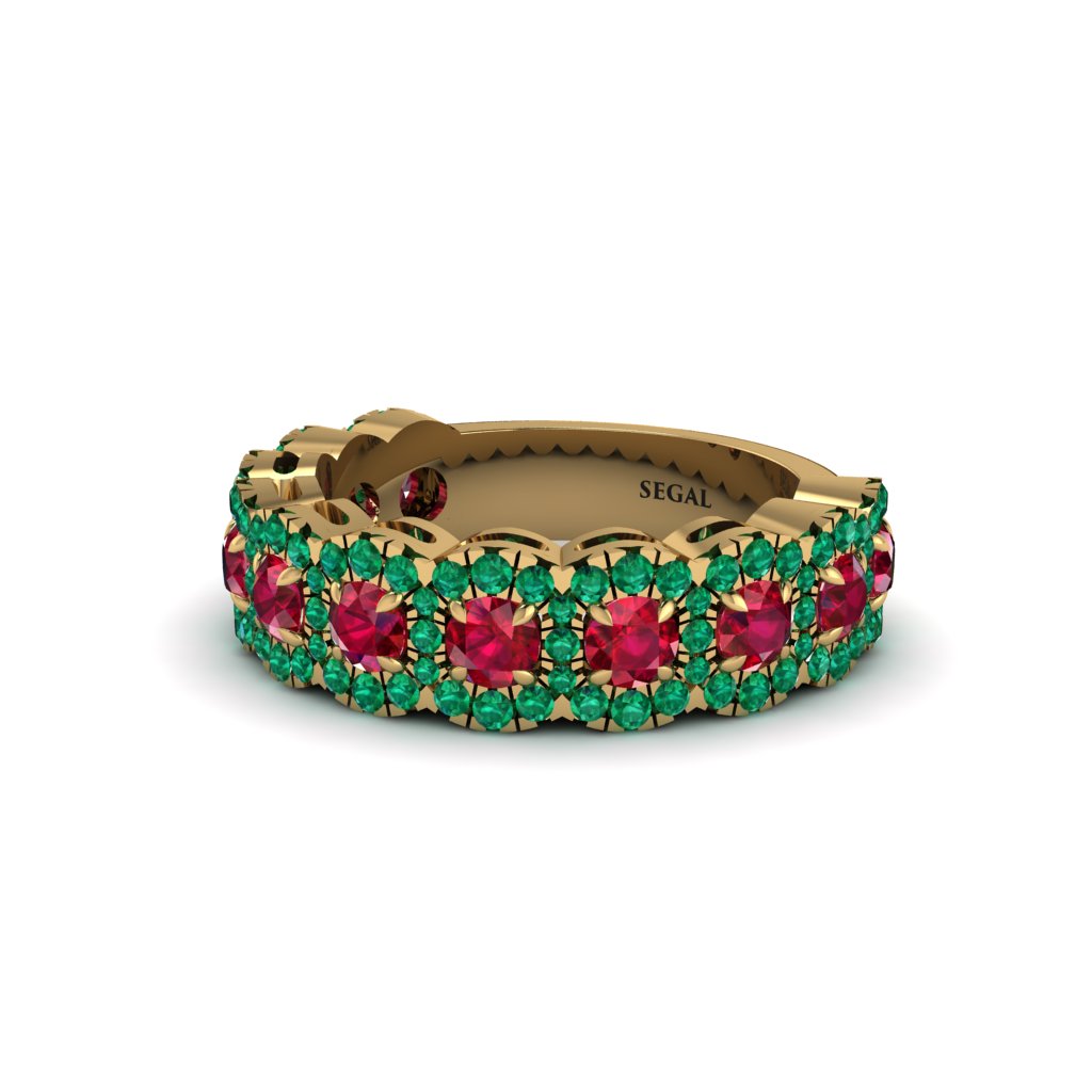 Ruby Blossoming Love Halo Wedding Band - Annalise No. 25