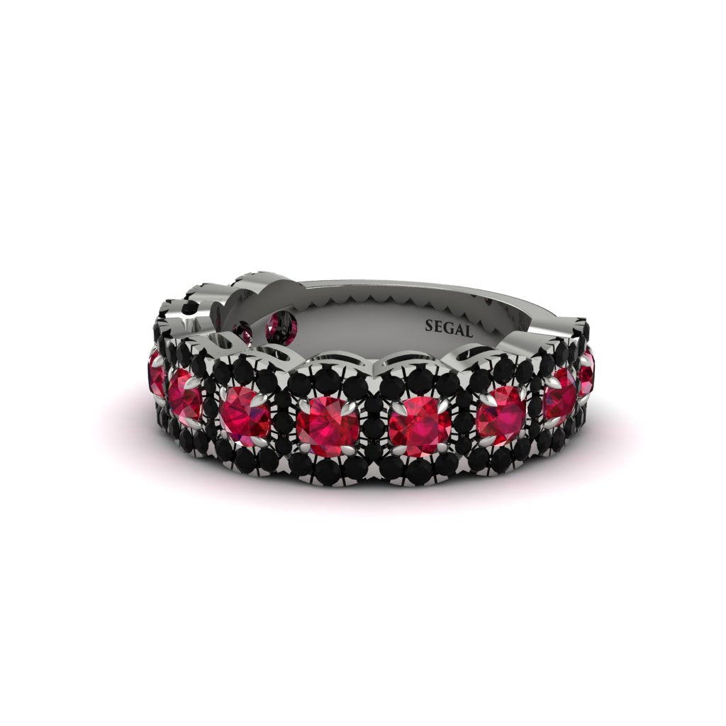 Ruby Blossoming Love Halo Wedding Band - Annalise No. 42