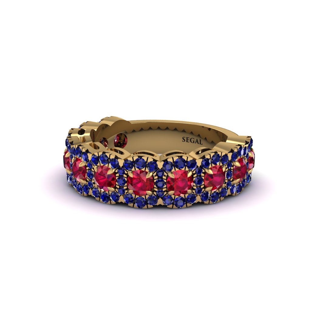 Ruby Blossoming Love Halo Wedding Band - Annalise No. 70