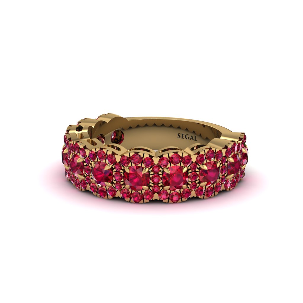 Ruby Blossoming Love Halo Wedding Band - Annalise No. 55