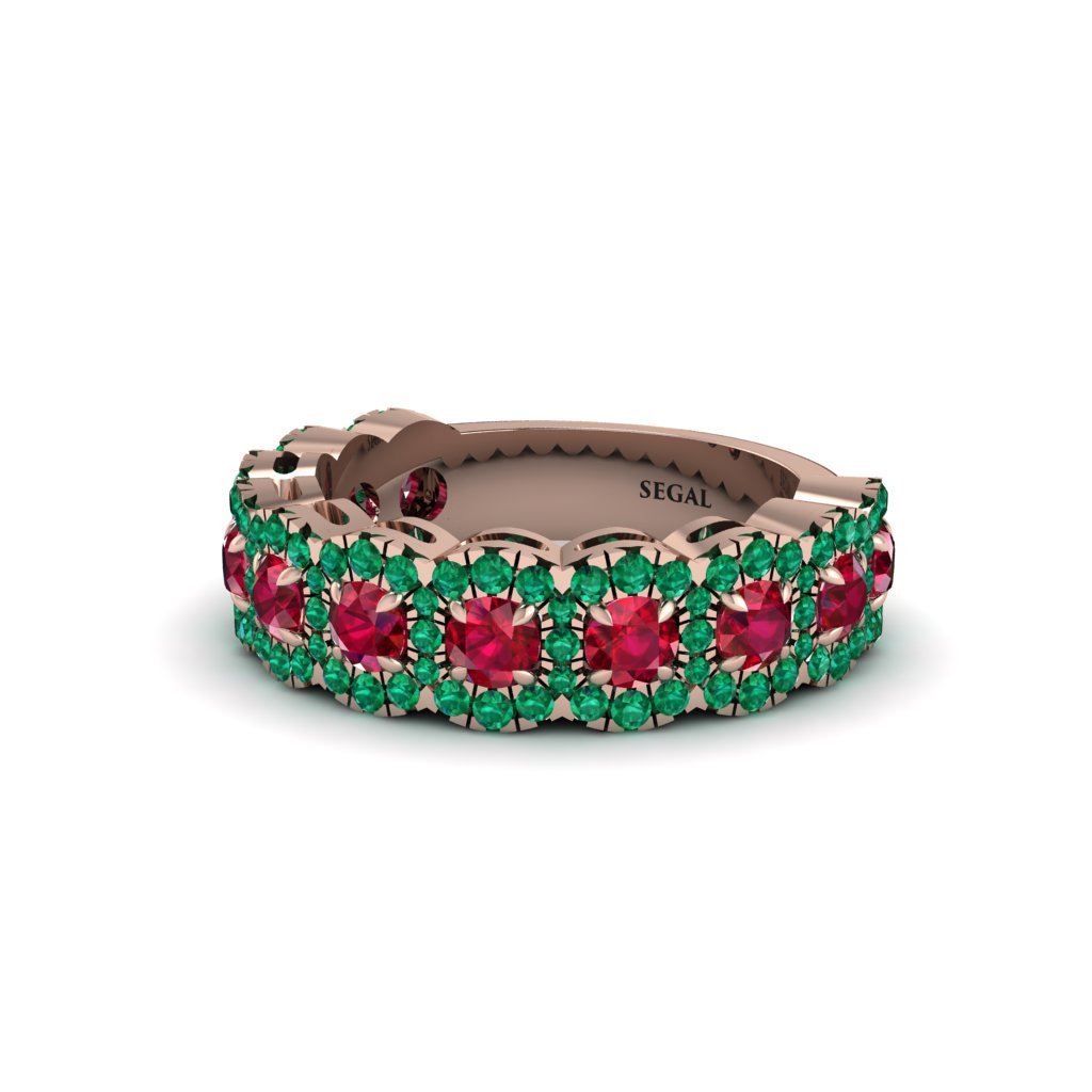 Ruby Blossoming Love Halo Wedding Band - Annalise No. 26