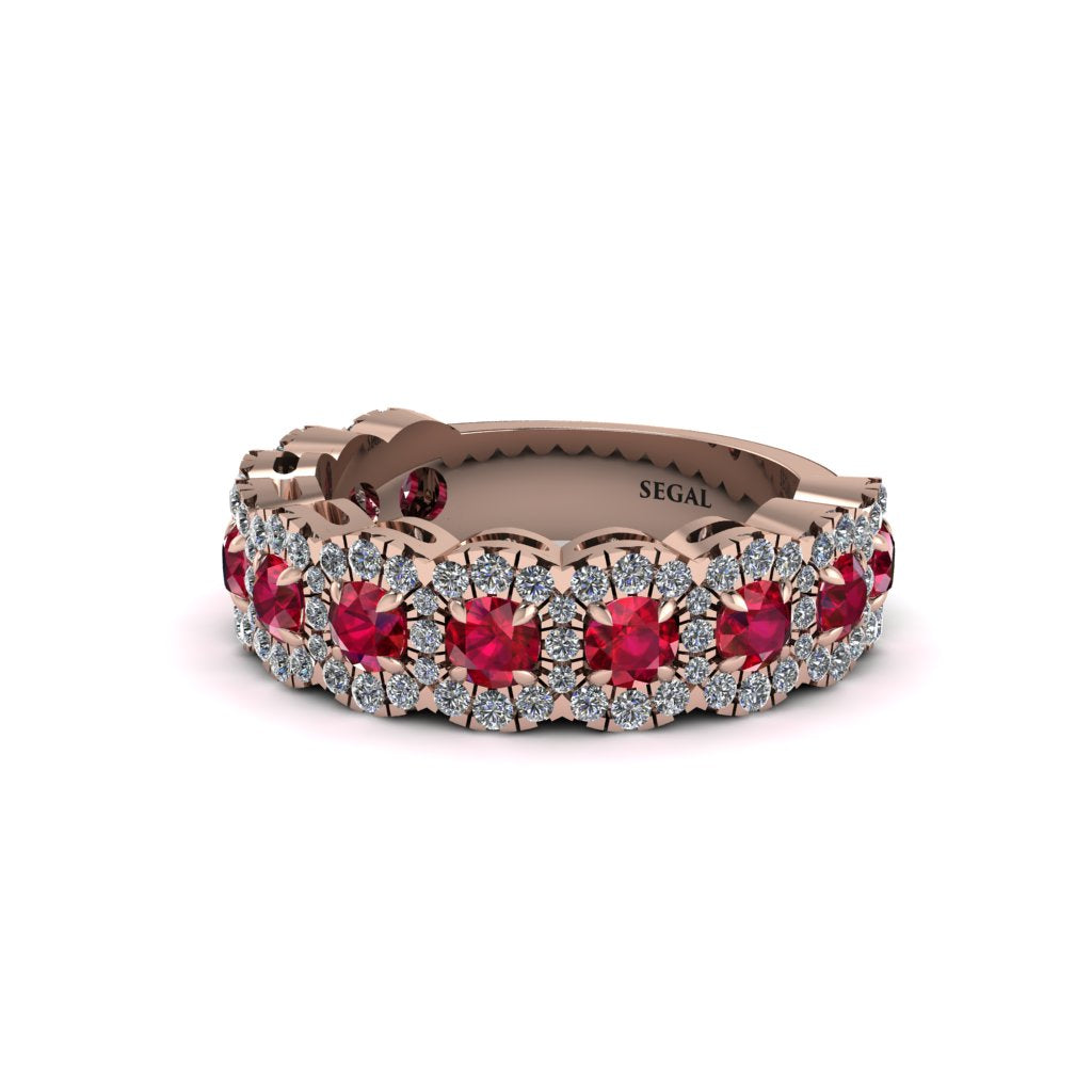Ruby Blossoming Love Halo Wedding Band - Annalise No. 11