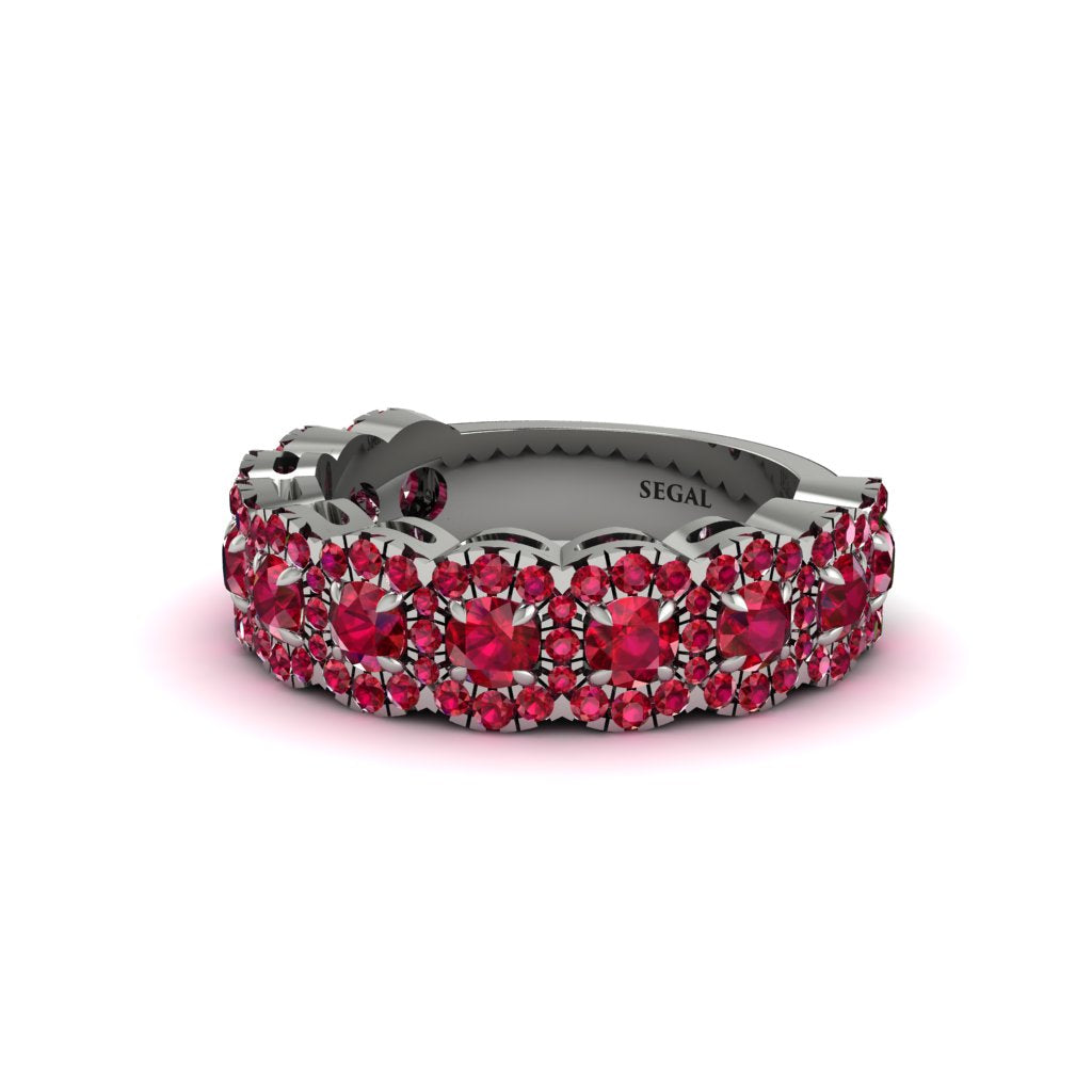 Ruby Blossoming Love Halo Wedding Band - Annalise No. 57