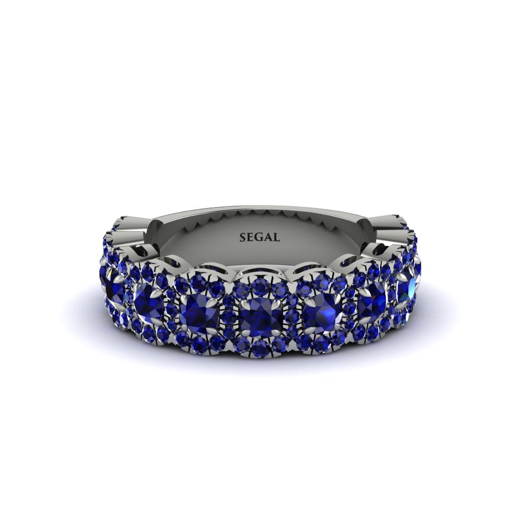 Sapphire Blossoming Love Halo Wedding Band - Annalise No. 75