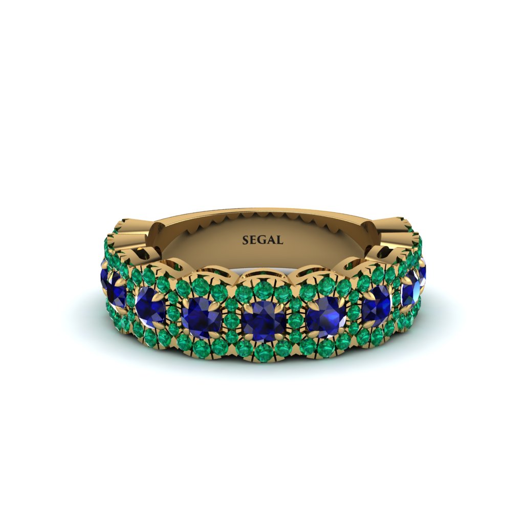 Sapphire Blossoming Love Halo Wedding Band - Annalise No. 28