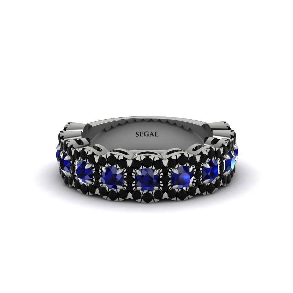 Sapphire Blossoming Love Halo Wedding Band - Annalise No. 45