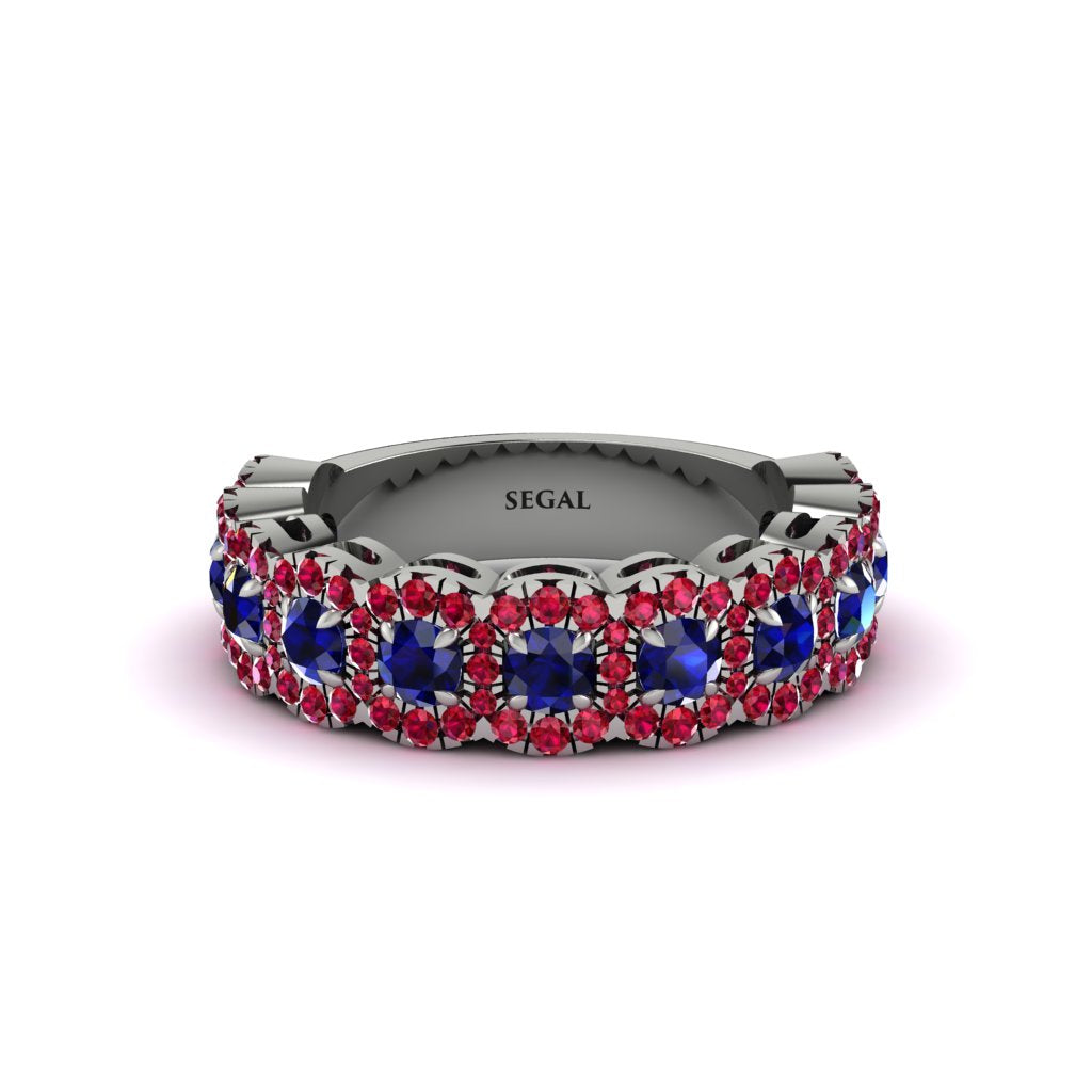 Sapphire Blossoming Love Halo Wedding Band - Annalise No. 60