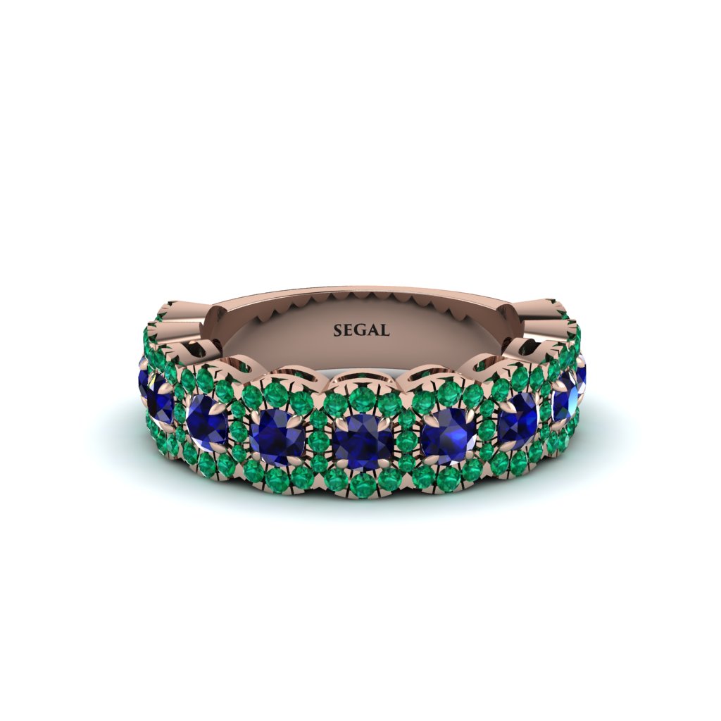 Sapphire Blossoming Love Halo Wedding Band - Annalise No. 29