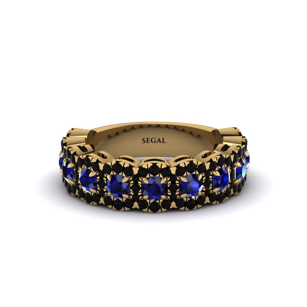 Sapphire Blossoming Love Halo Wedding Band - Annalise No. 43