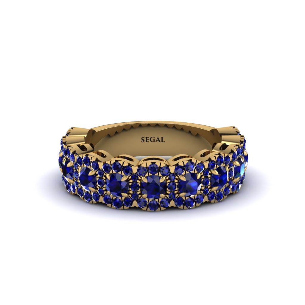 Sapphire Blossoming Love Halo Wedding Band - Annalise No. 73