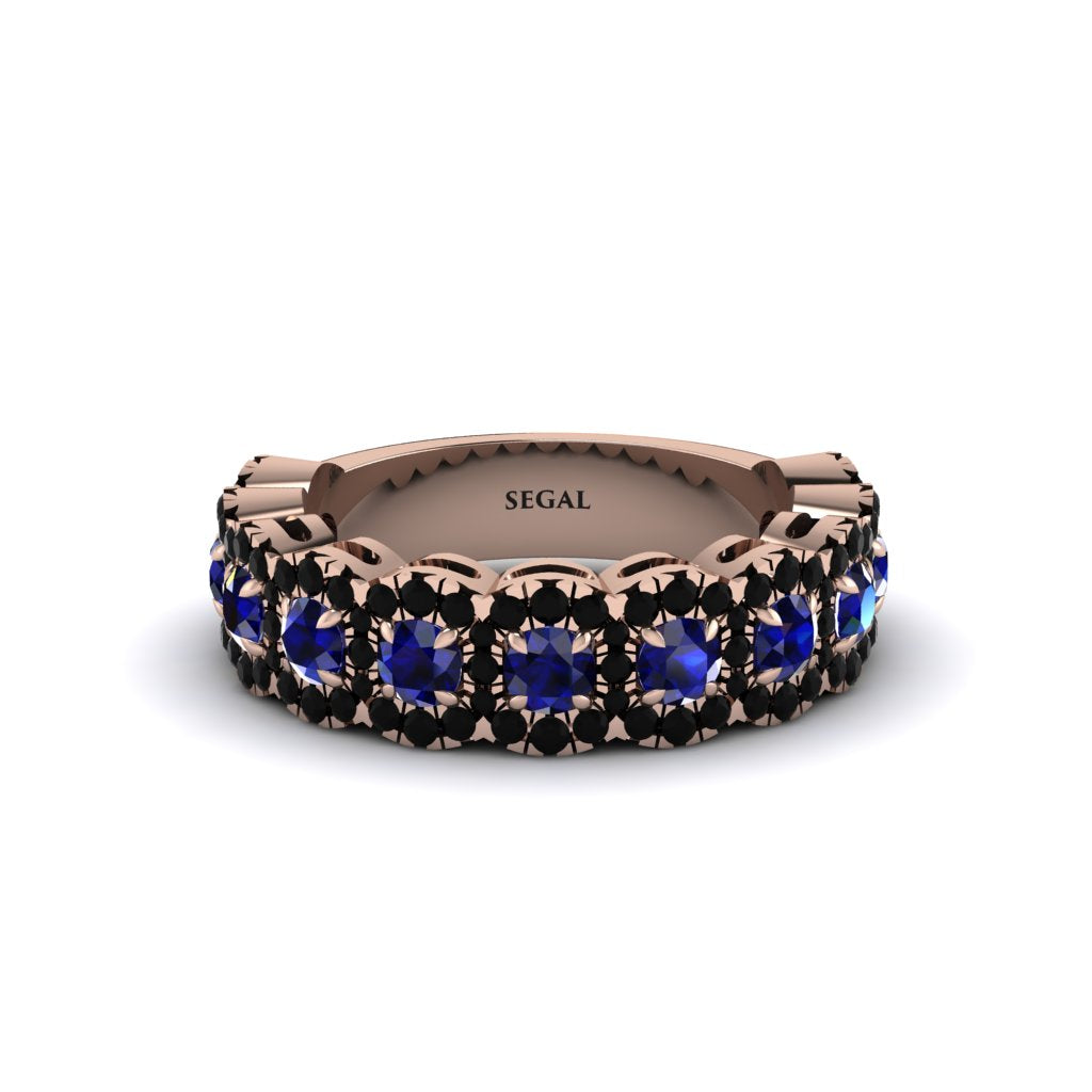 Sapphire Blossoming Love Halo Wedding Band - Annalise No. 44