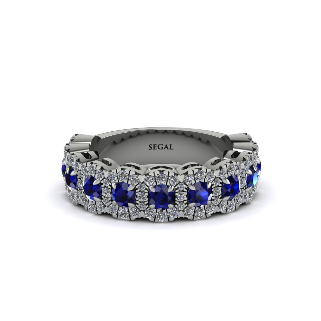 Sapphire Blossoming Love Halo Wedding Band - Annalise No. 15