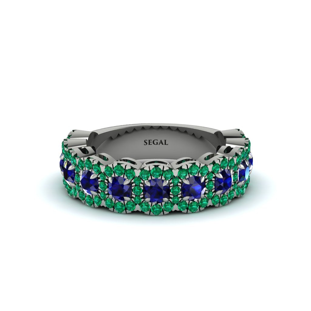 Sapphire Blossoming Love Halo Wedding Band - Annalise No. 30