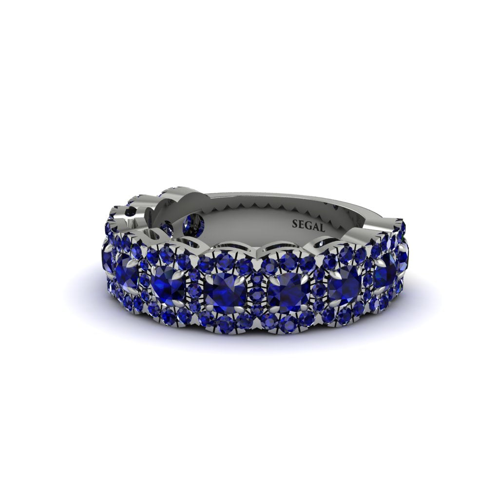 Sapphire Blossoming Love Halo Wedding Band - Annalise No. 75