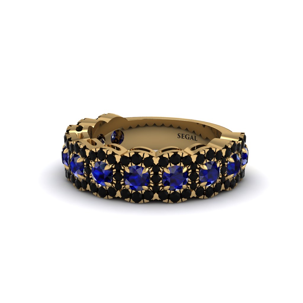 Sapphire Blossoming Love Halo Wedding Band - Annalise No. 43